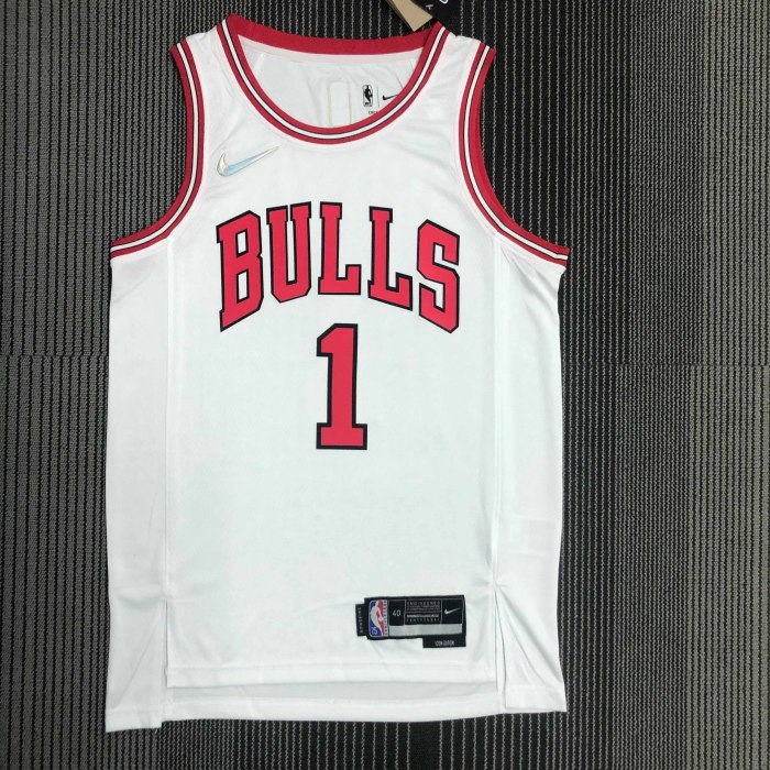 Heat Transfer  NBA Chicago Bulls Rose 75th Anniversary White Jersey