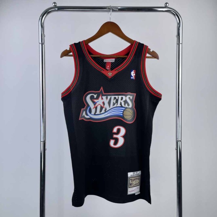 Heat Transfer Philadelphia 76ers Allen Iverson Mitchell & Ness Black 1997-98 Hardwood Classics Swingman Jersey