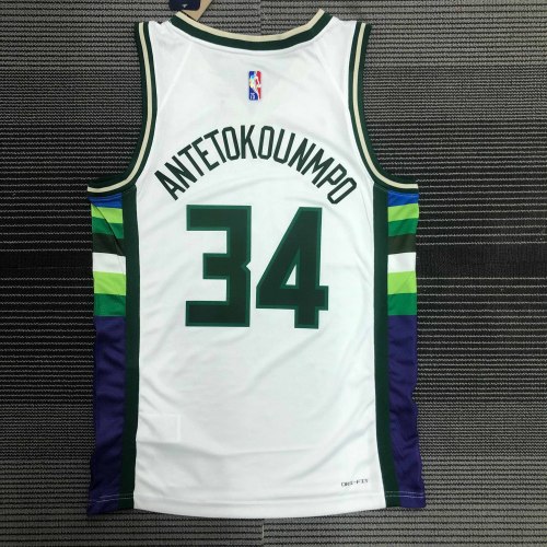 Heat Transfer 2022 Milwaukee Bucks Giannis Antetokounmpo City edition White  Jersey