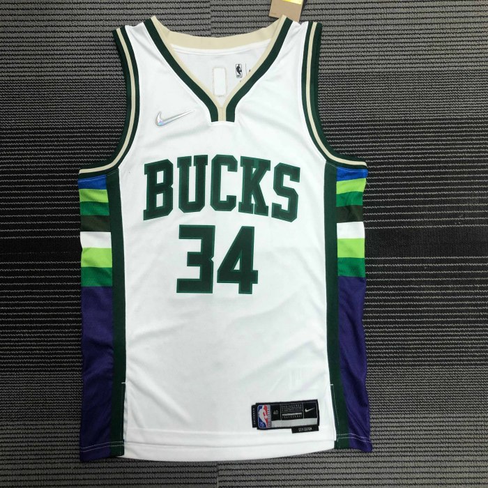 Heat Transfer 2022 Milwaukee Bucks Giannis Antetokounmpo City edition White  Jersey