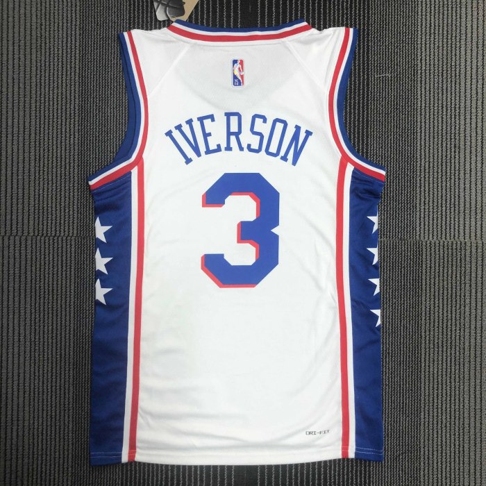 Heat Transfer Philadelphia 76ers AllenEzailIverson 75th Anniversary White Jersey