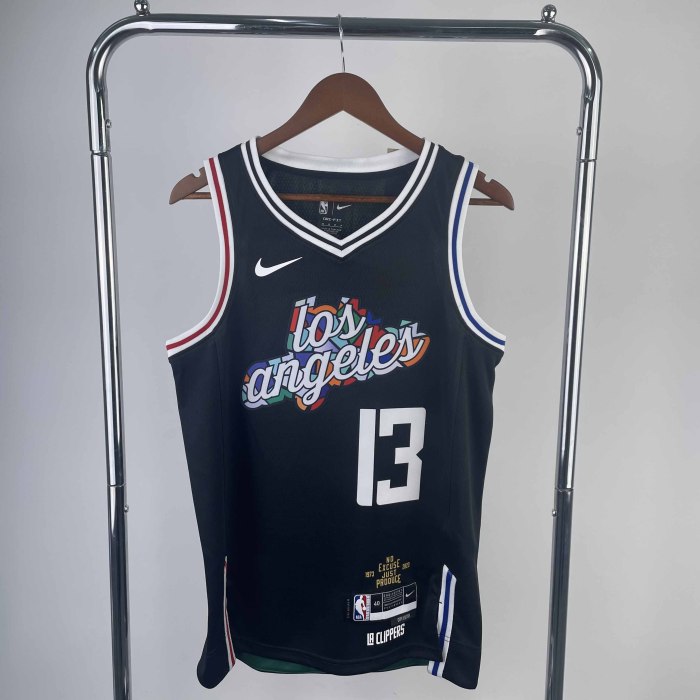 Heat Transfer 2023 Los Angeles Clippers Paul George City edition Black Jersey