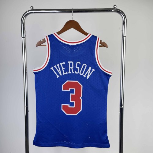 Heat Transfer 96-97 Philadelphia 76ers AllenEzailIverson Blue Retro Jersey