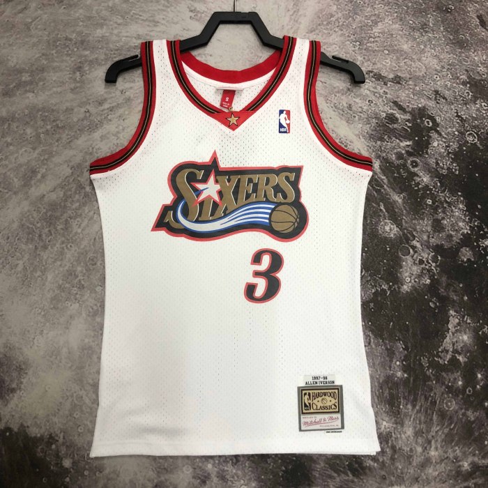 Heat Transfer Philadelphia 76ers Allen Iverson Mitchell & Ness White 1997-98 Hardwood Classics Swingman Jersey