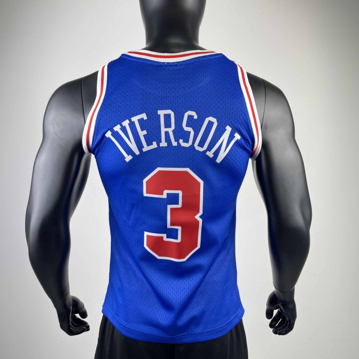Heat Transfer 96-97 Philadelphia 76ers AllenEzailIverson Blue Retro Jersey