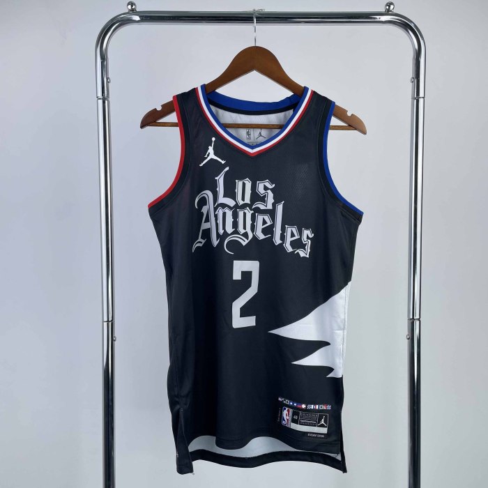 Heat Transfer 2023 Los Angeles Clippers Kawhi Leonard Flying man limited Black Jersey