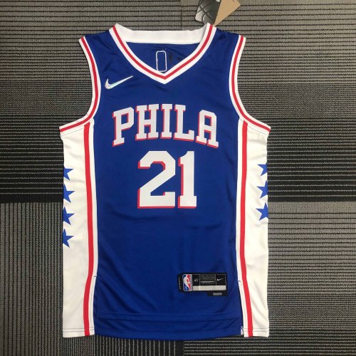 Heat Transfer Philadelphia 76ers Joel Embiid 75th Anniversary Blue Jersey