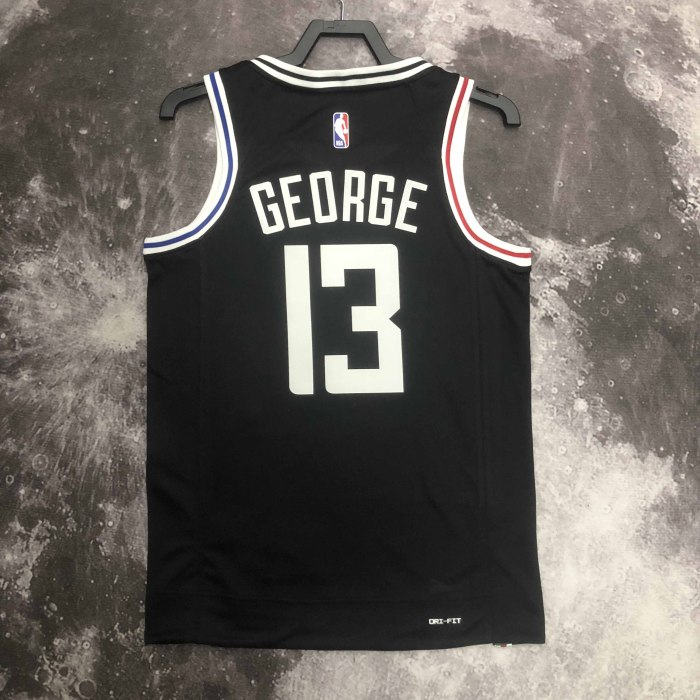 Heat Transfer 2023 Los Angeles Clippers Paul George City edition Black Jersey