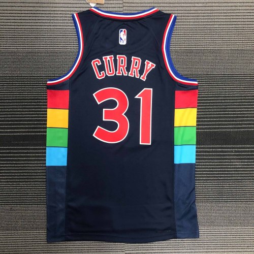 Heat Transfer 2022 Philadelphia 76ers Curry City edition Dark blue Jersey