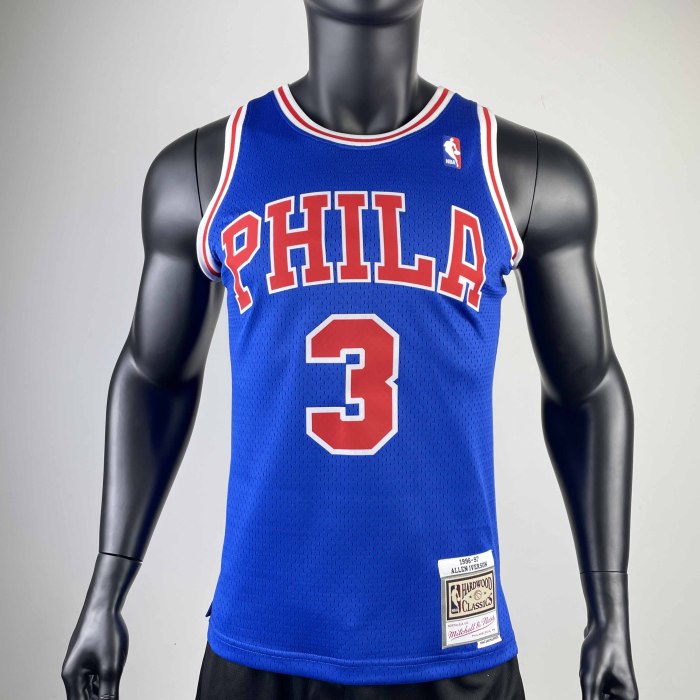 Heat Transfer 96-97 Philadelphia 76ers AllenEzailIverson Blue Retro Jersey