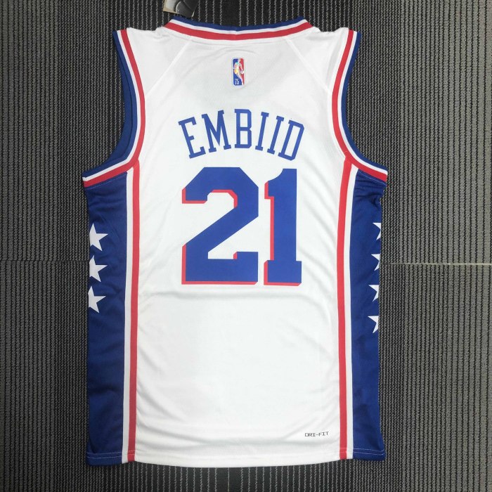 Heat Transfer Philadelphia 76ers Joel Embiid Anniversary White Jersey