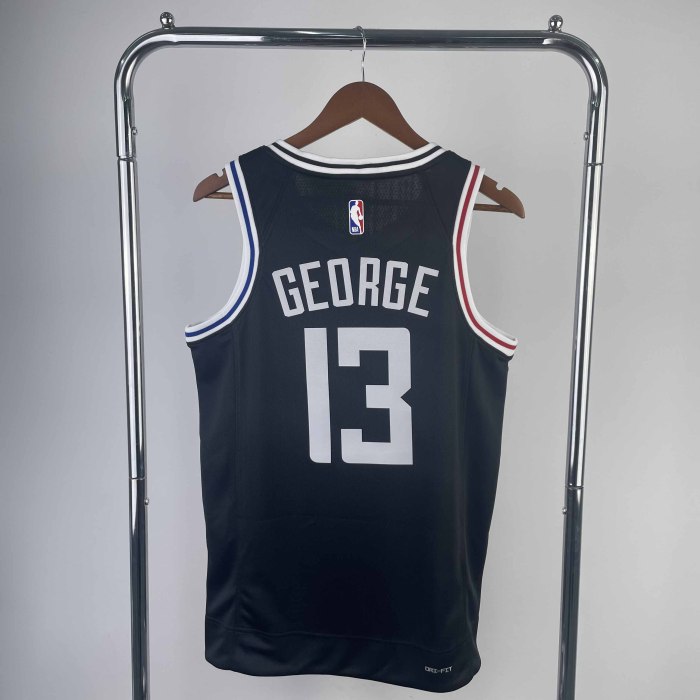 Heat Transfer 2023 Los Angeles Clippers Paul George City edition Black Jersey