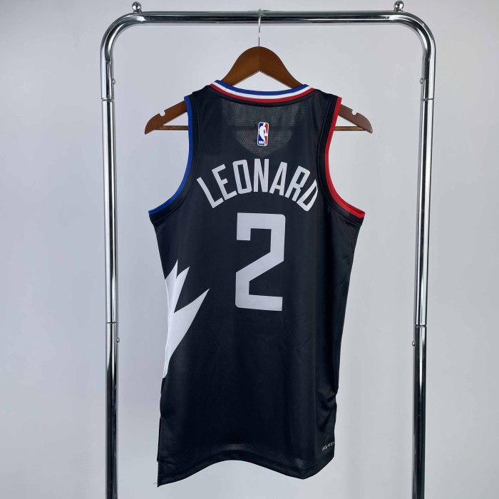 Heat Transfer 2023 Los Angeles Clippers Kawhi Leonard Flying man limited Black Jersey