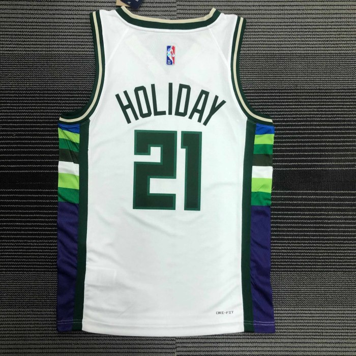 Heat Transfer 2022 Milwaukee Bucks Jrue Holiday City edition White Jersey