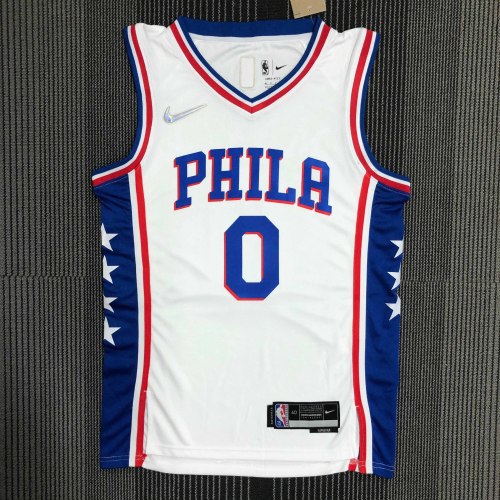 Heat Transfer Philadelphia 76ers Tyrese Maxey 75th Anniversary White Jersey