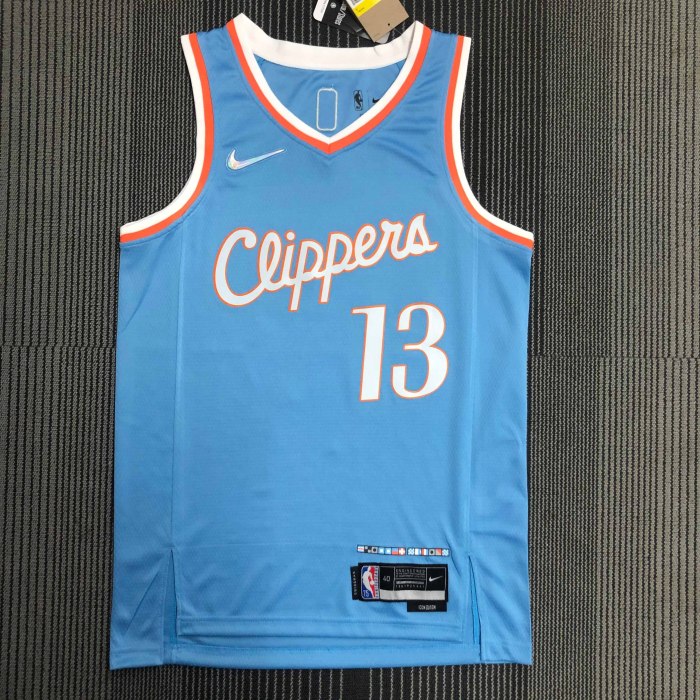 Heat Transfer 2022 Los Angeles Clippers Paul George City edition Blue Jersey