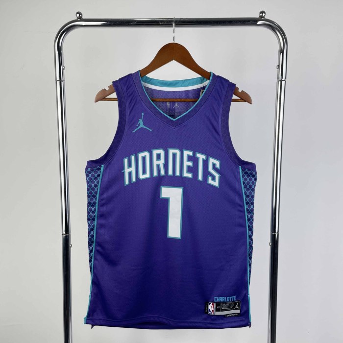 Heat Transfer Charlotte Hornets LaMelo Ball 2022-23 Jordan Brand Purple Statement Edition Swingman Jersey