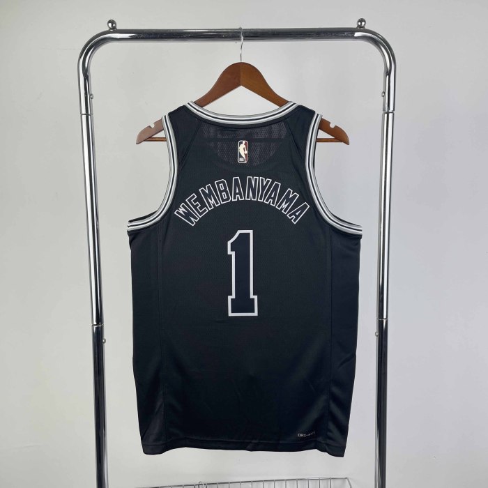 Heat Transfer 2023 San Antonio Spurs Victor Wembanyama Retro Black Jersey