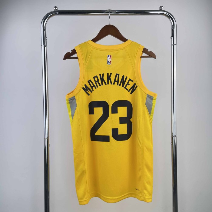 Heat Transfer 2023 Utah Jazz Lauri Markkanen Away Yellow Jersey