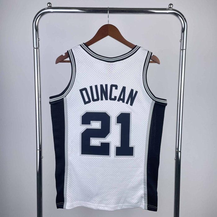 Heat Transfer San Antonio Spurs Tim Duncan Mitchell & Ness 1998-99 White Hardwood Classics Swingman Jersey
