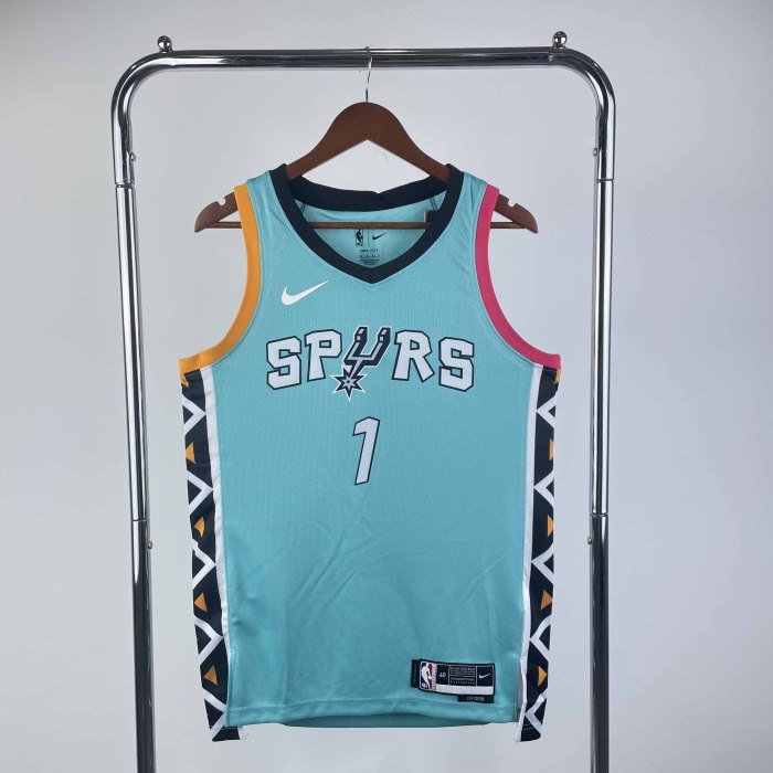 Heat Transfer 2023 San Antonio Spurs Victor Wembanyama City edition Cyan Jersey