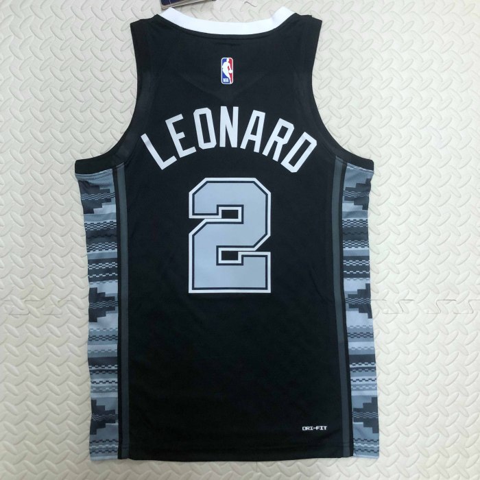 Heat Transfer 2023 San Antonio Spurs Kawhi Leonard  Flying Man limited Black Jersey