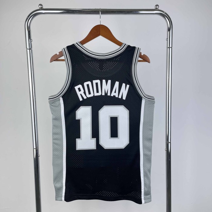 Heat Transfer San Antonio Spurs Dennis Rodman Mitchell & Ness 1993-94 Black Hardwood Classics Swingman Jersey