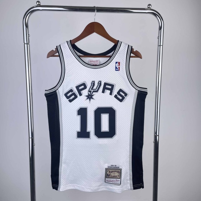 Heat TransferSan Antonio Spurs Dennis Rodman Mitchell & Ness 1993-94 White Hardwood Classics Swingman Jersey