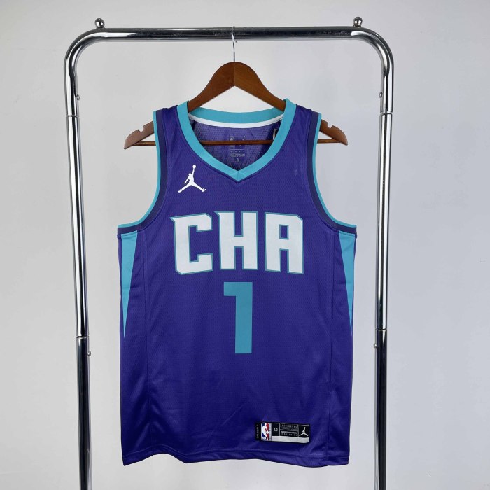 Heat Transfer Charlotte Hornets LaMelo Ball 2019-20 Jordan Brand Purple Statement Edition Swingman Jersey