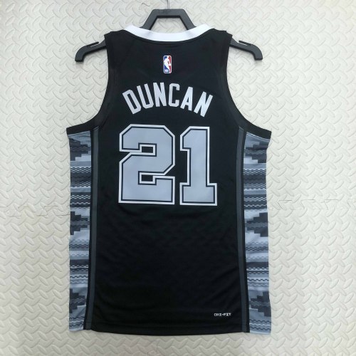 Heat Transfer 2023 San Antonio Spurs Tim Duncan Flying Man limited Black Jersey
