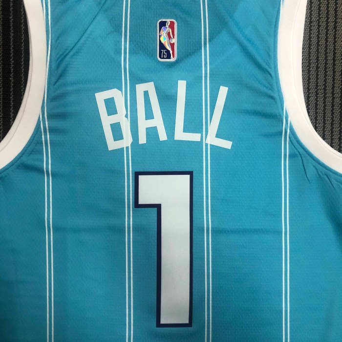 Heat Transfer Charlotte Hornets LaMelo Ball 75th Anniversary Blue Jersey