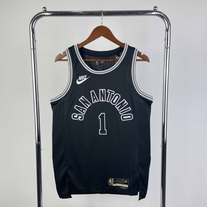 Heat Transfer 2023 San Antonio Spurs Victor Wembanyama Retro Black Jersey