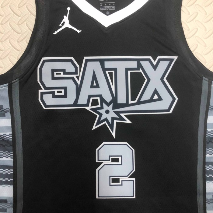 Heat Transfer 2023 San Antonio Spurs Kawhi Leonard  Flying Man limited Black Jersey