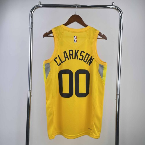 Heat Transfer 2023 Utah Jazz Jordan Clarkson Away Yellow Jersey