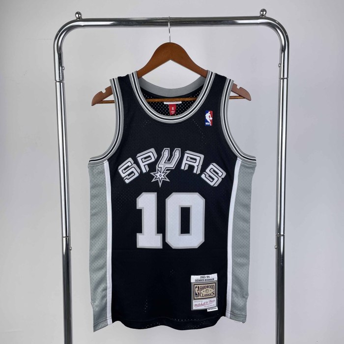 Heat Transfer San Antonio Spurs Dennis Rodman Mitchell & Ness 1993-94 Black Hardwood Classics Swingman Jersey