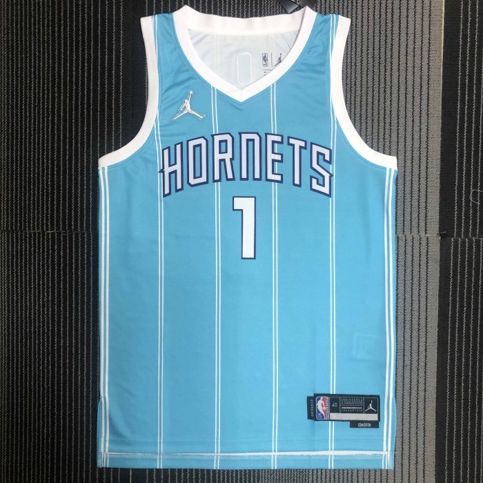 Heat Transfer Charlotte Hornets LaMelo Ball 75th Anniversary Blue Jersey