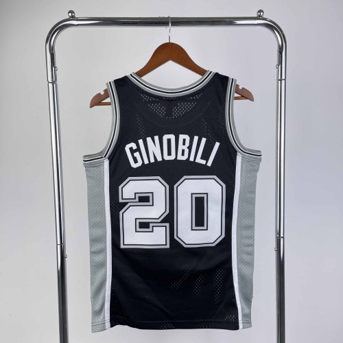 Heat Transfer San Antonio Spurs Manu Ginobili Mitchell & Ness 2002-03 Black Hardwood Classics Swingman Jersey