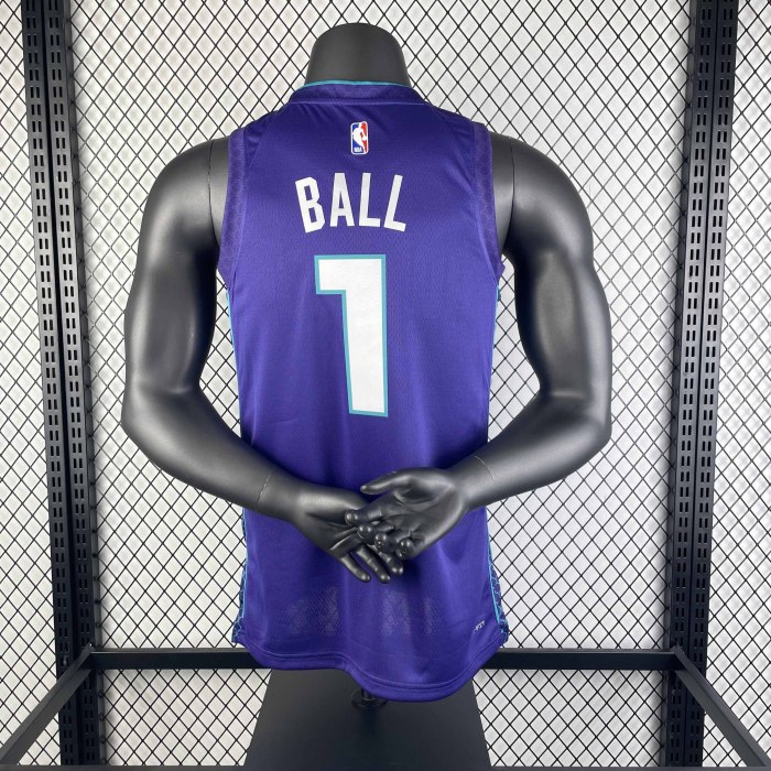 Heat Transfer Charlotte Hornets LaMelo Ball 2022-23 Jordan Brand Purple Statement Edition Swingman Jersey