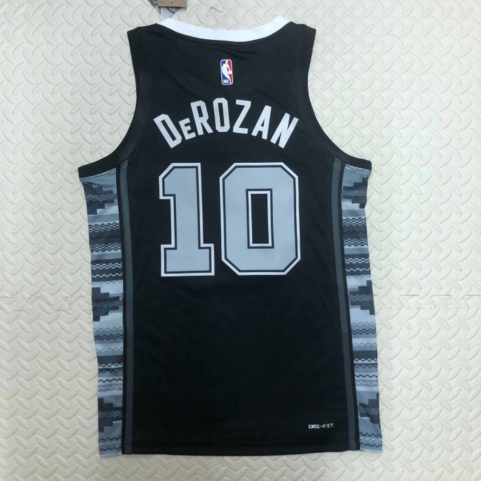 Heat Transfer 2023 San Antonio Spurs Demar DeRozan Flying Man limited Black Jersey