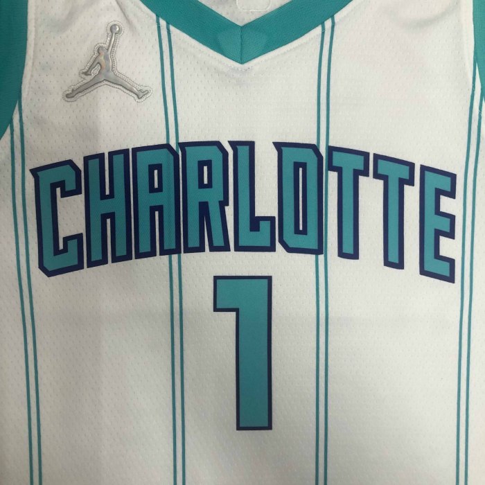 Heat Transfer Charlotte Hornets LaMelo Ball 75th Anniversary White Jersey