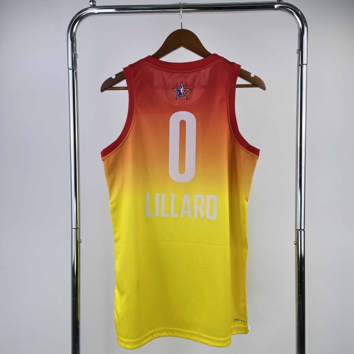 Heat Transfer 2023 Portland Trail Blazers Damian Lillard All-star Yellow Jersey