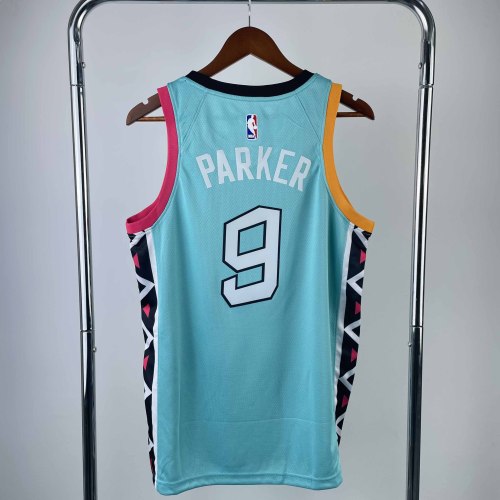 Heat Transfer 2023 San Antonio Spurs Tony Parker City edition Cyan Jersey