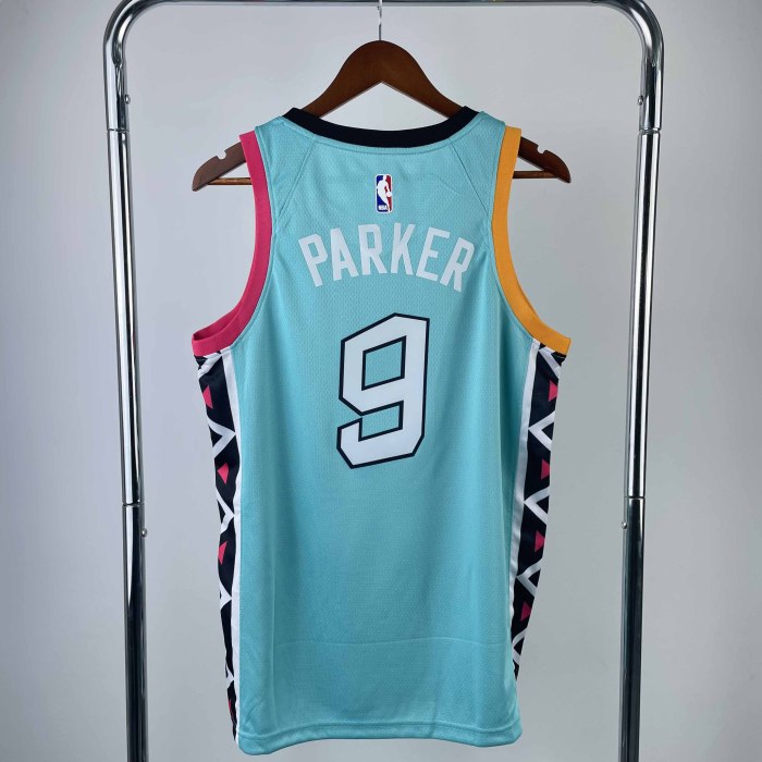 Heat Transfer 2023 San Antonio Spurs Tony Parker City edition Cyan Jersey