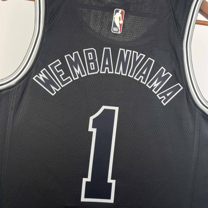 Heat Transfer 2023 San Antonio Spurs Victor Wembanyama Retro Black Jersey