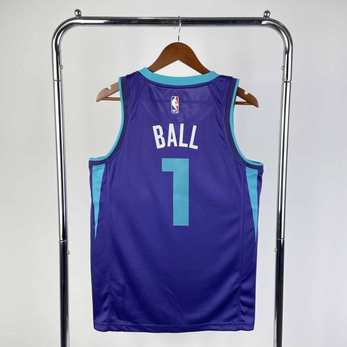 Heat Transfer Charlotte Hornets LaMelo Ball 2019-20 Jordan Brand Purple Statement Edition Swingman Jersey