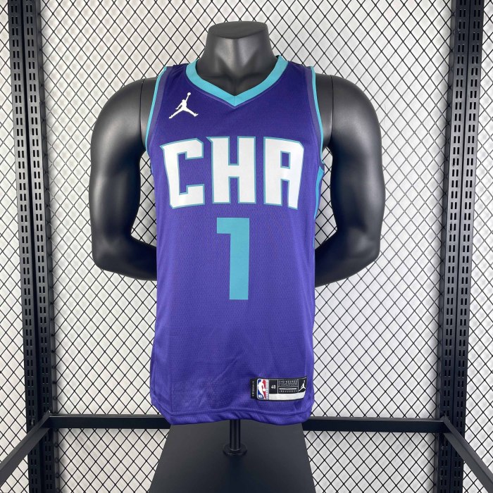 Heat Transfer Charlotte Hornets LaMelo Ball 2019-20 Jordan Brand Purple Statement Edition Swingman Jersey