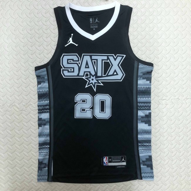 Heat Transfer 2023 San Antonio Spurs Manu Ginobili Flying Man limited Black Jersey