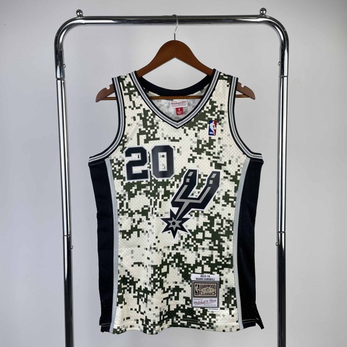 Heat Transfer San Antonio Spurs Manu Ginobili Mitchell & Ness 2013-14 Hardwood Classics Swingman Jersey