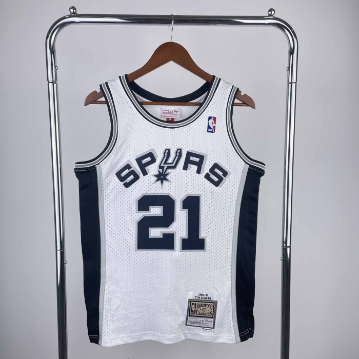 Heat Transfer San Antonio Spurs Tim Duncan Mitchell & Ness 1998-99 White Hardwood Classics Swingman Jersey
