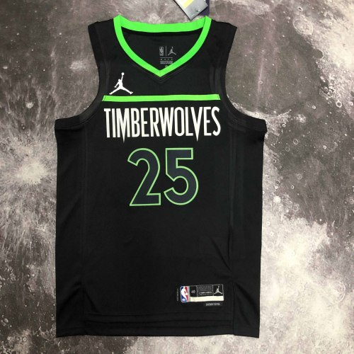 Heat Transfer 2023 Minnesota Timberwolves Derrick Rose Black Jersey